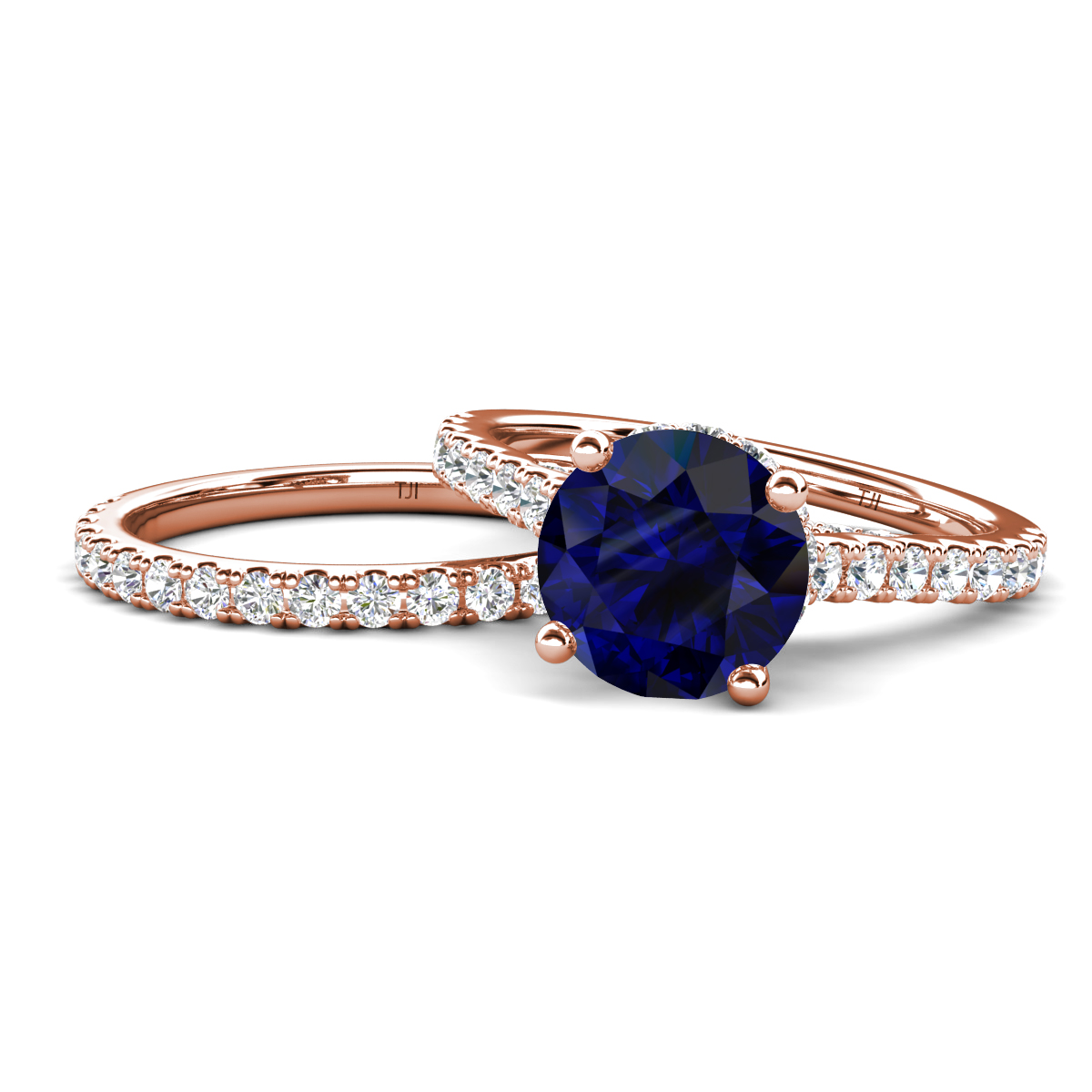 Kalina 2.53 ctw Blue Sapphire Accented Lab Grown Diamonds Bridal Set Ring  